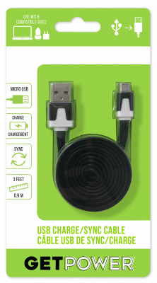 12" BLK Micro USB Cable