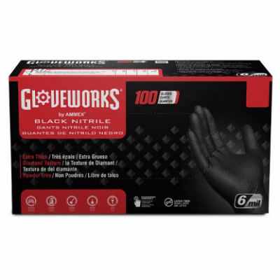 100pk LRG 6mil BLK Nitrile Glove