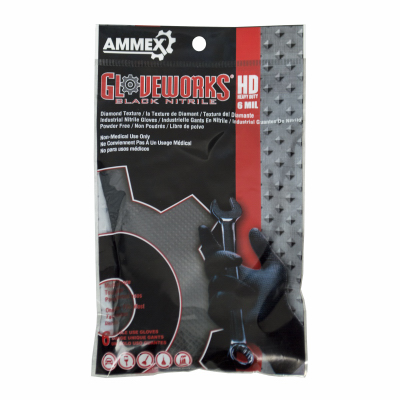 6pk Black Nitrile Gloves GWHD6PK