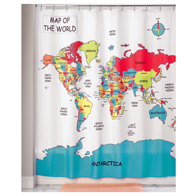 72" World Map Curtain