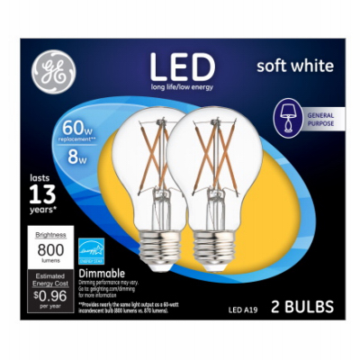 GE 2pk 7w SW LED A19 Bulb