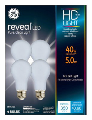 GE 4pk 5w LED Revel  A19 Bulb