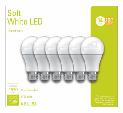 6PK 14W Soft White A21LED  Bulb