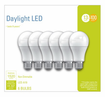 6PK 13W Daylight A21 LED Bulb