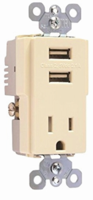 15A Almond Outlet/USB Port