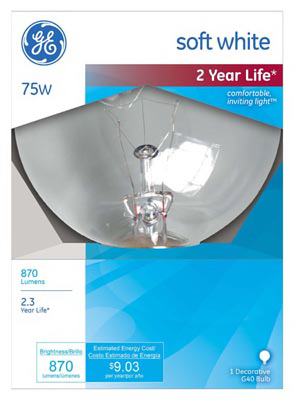 GE75W 5" WHT Globe Bulb