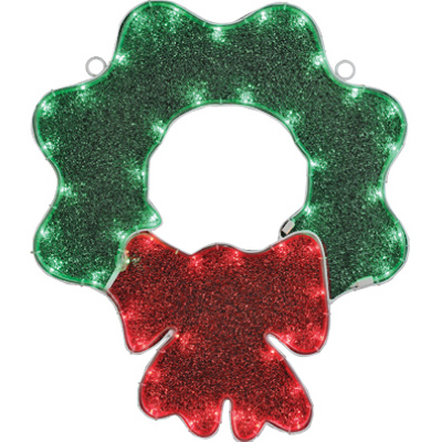 HW GRN Wreath/RED Bow