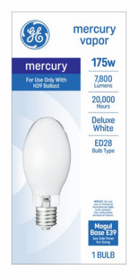 GE 175W Mercury Vapor Light Bulb