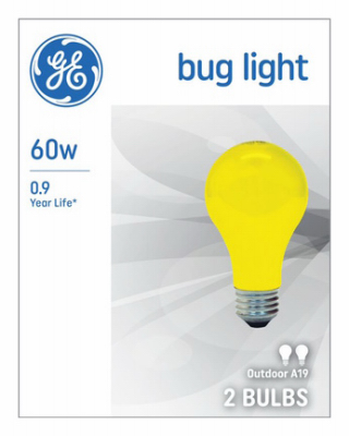 GE 2Pk 60A/Y Yell Bug Light Bulb