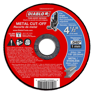 4-1/2x040 Metal Cut Disc Diablo
