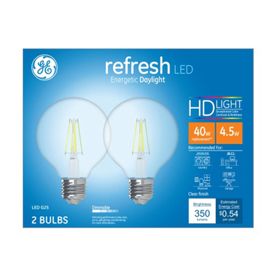 GE 2PK 4.5W Day G25 Bulb