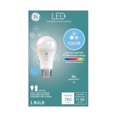 GE 9W A21 Col Chan Bulb