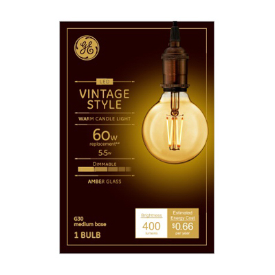 GE 5.5W WW G30 Vintage Bulb