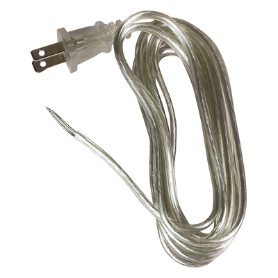 8" 18-2 Silver Lamp Cord Set