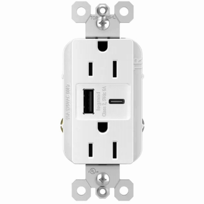 15A White A/C USB Outlet