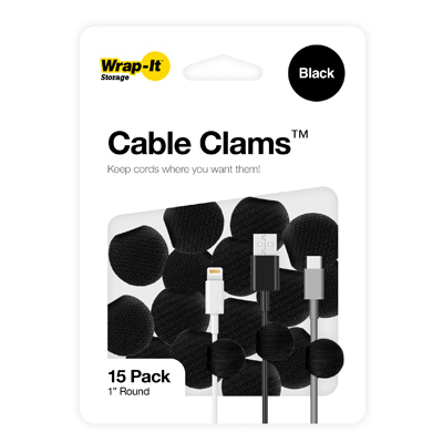 15 PK 1" BLK Cable Clam