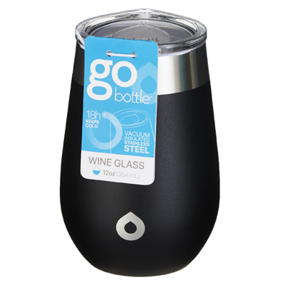 12OZ BLK Wine Glass