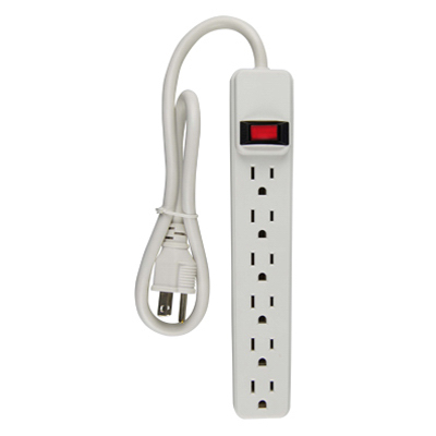 6-Outlet Power Stip, White