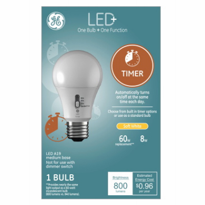 GE LED 8W Timer Bulb
