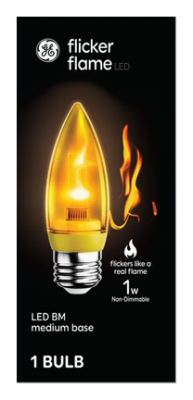GE 1W Flame Bulb Med LED