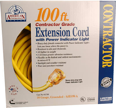 01799   EXT Cord 100' 10/3 YEL