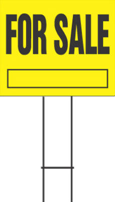 20x24 YEL For Sale Sign        *
