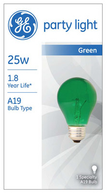 GE 25W Green Party Bulb