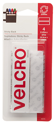 Sticky Back 3.5" Strips, White, 4 ct.