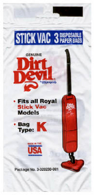 3PKDirt Devil K Vac Bag