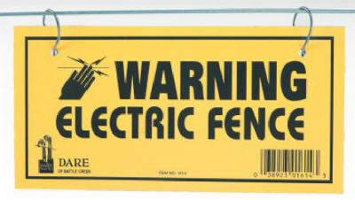 Dare Electric Fence Warning Sign 3pk