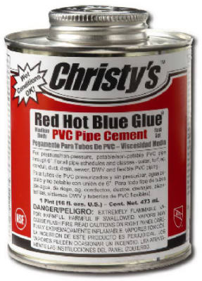 Christy's Red Hot Blue Glue PVC Cement, 16 oz.