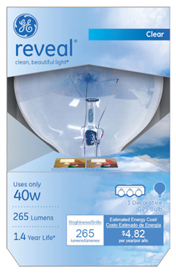 GE 40W CLR Reveal Globe