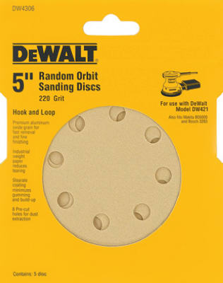 5PK 5" 220G Sandpaper