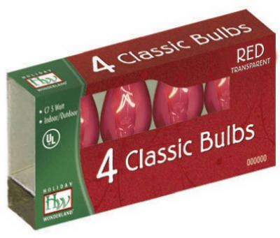 HW 4PK C7 RED Bulb