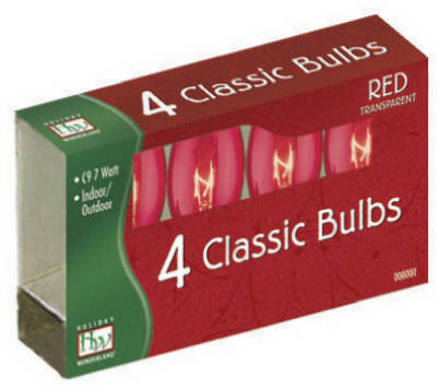 HW 4PK C9 RED Bulb