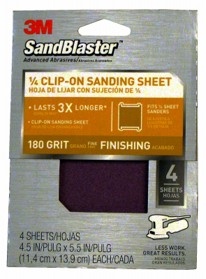 4pk 3m 1/4sheet 180gr Sandpaper