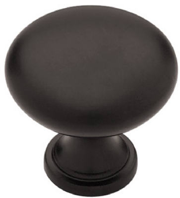 1-1/4" Flat Black Round Knob