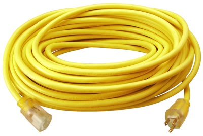100' 12/3 Yellow Extension Cord