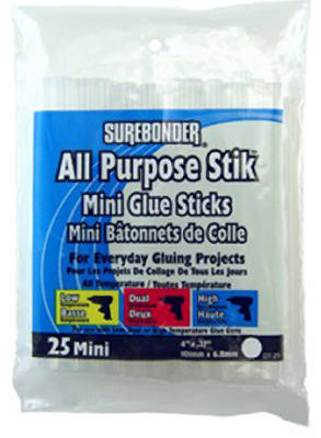 25Pk 0.28"x4" Clear Glue Sticks