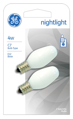 GE 2PK 4W White Night Bulb