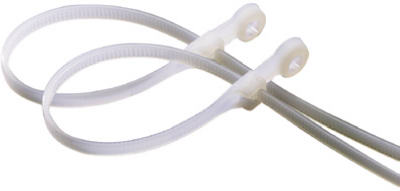 100pk 7" WH Mount Head Cable Tie