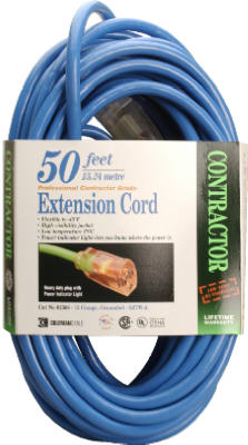 50' 12/3 Blue All-Weather Cord