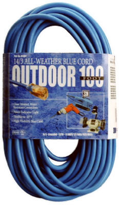 100' 12/3 Blue Extension Cord