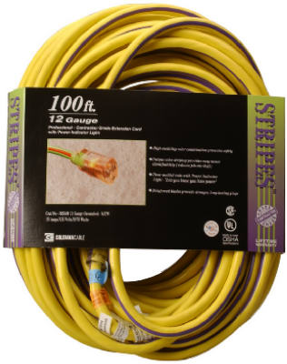 100' 12/3 Yellow Extension Cord