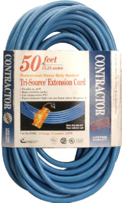 14/3 50' Blue Power Block Cord