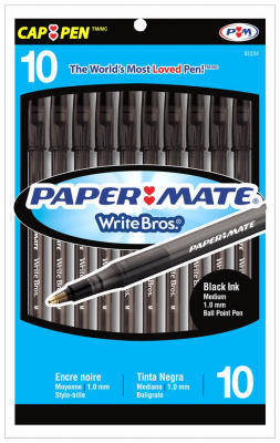 Paper Mate 93334 Stick Pen, 1 mm Tip, Medium Point Tip, Black Ink