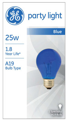 GE 25W Trans Blue Party Bulb