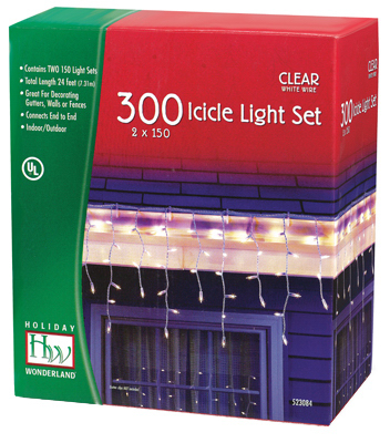 HW 300 CT Clear Icicle Light Set