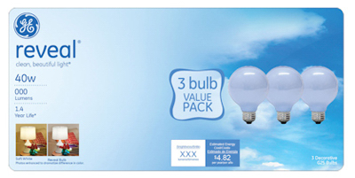 GE 3PK WHT Globe Bulb