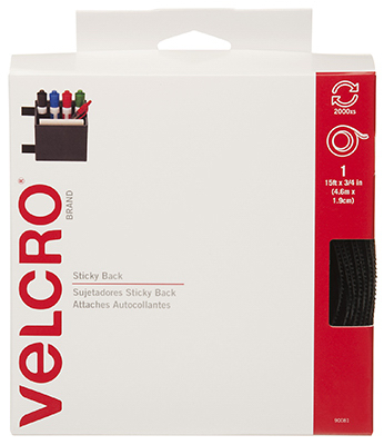 3/4" Black Sticky Back Velcro/Ft